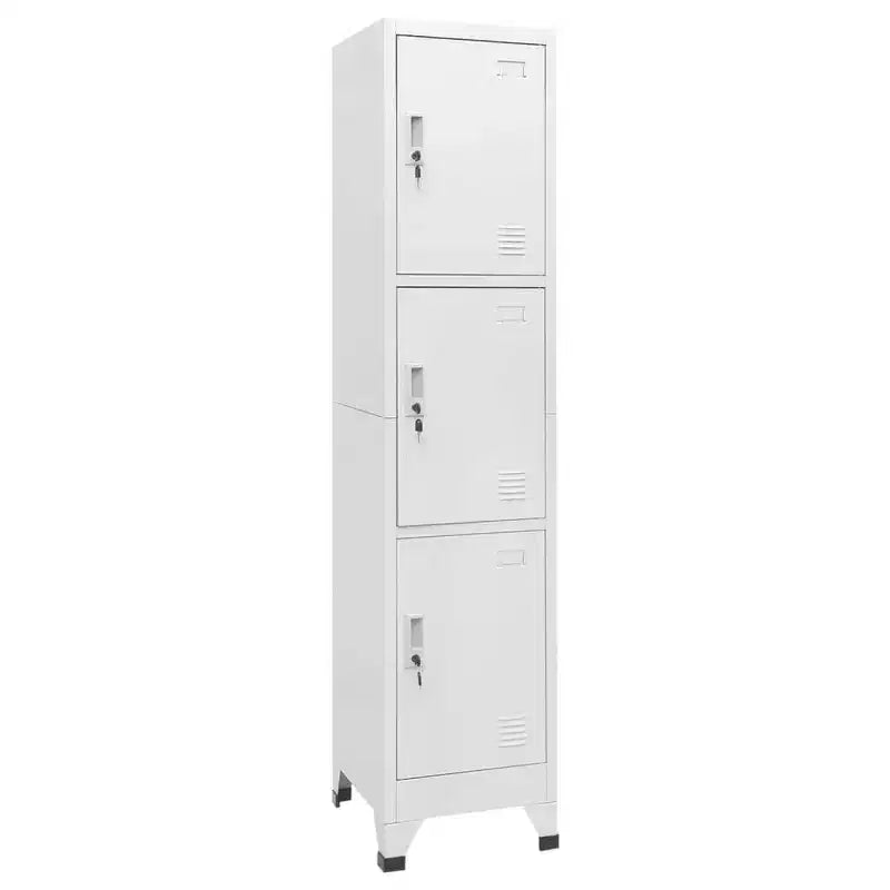 vidaXL Armoire de rangement en acier à 3 compartiments - Résistante, montage facile, rangement sécurisé et nettoyage facile