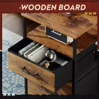 GALAXHERO Meuble de Rangement 2 Tiroirs Mobile avec Étagère Ouverte, Support d'Imprimante Roulant pour Bureau à Domicile, Convient aux Documents A4, Grain de Bois Marron Rustique