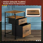 GALAXHERO Meuble de Rangement 2 Tiroirs Mobile avec Étagère Ouverte, Support d'Imprimante Roulant pour Bureau à Domicile, Convient aux Documents A4, Grain de Bois Marron Rustique