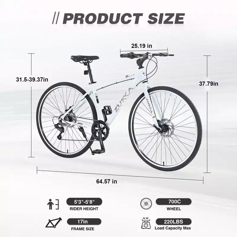 NAYSAYE Vélo VTT hybride 7 vitesses Cadre en aluminium Freins à double disque pour adultes et enfants, 64,57*25,19*37,79