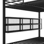 Lit superposé Queen en métal avec armoires de rangement et LED, noir - ModernLuxe