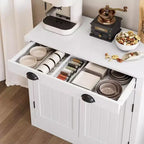31.5 Buffet de cuisine moderne blanc avec tiroir et étagère réglable, meuble de rangement en bois style ferme pour café/bar, pour cuisine