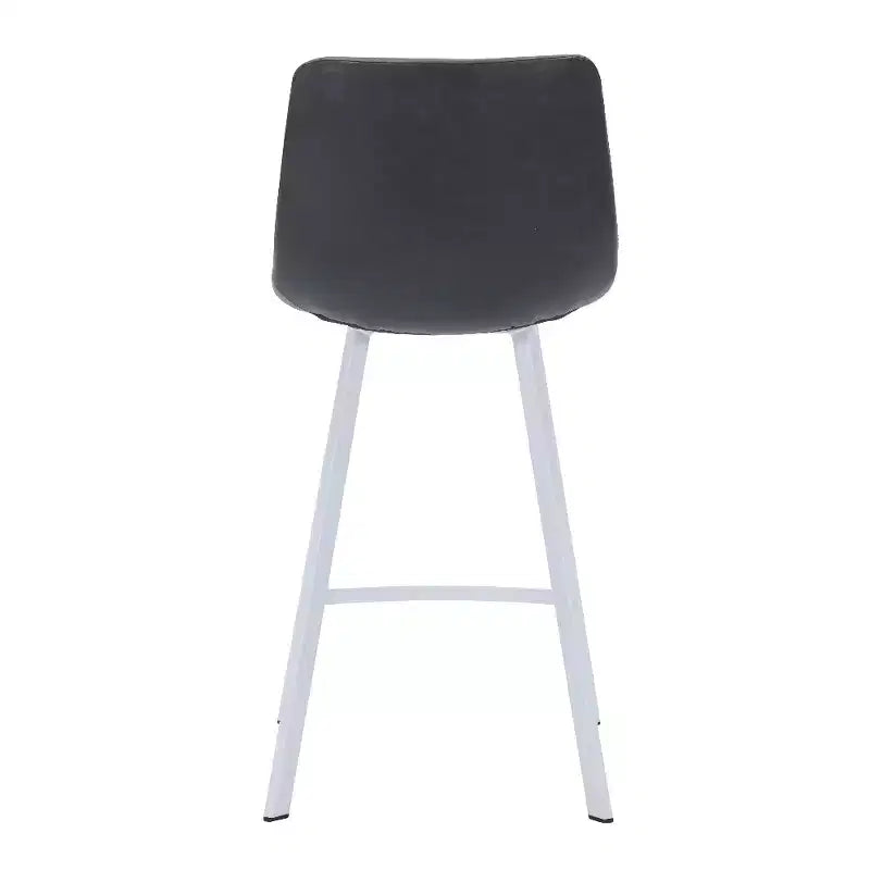 Tabouret de bar en cuir Elland de LeisureMod – Tabouret moderne de hauteur comptoir avec pieds en acier inoxydable blanc pour îlot de cuisine ou bar à domicile, lot de 2