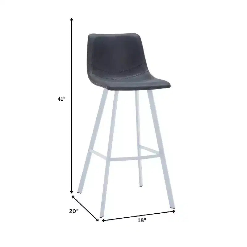 Tabouret de bar en cuir Elland de LeisureMod – Tabouret moderne de hauteur comptoir avec pieds en acier inoxydable blanc pour îlot de cuisine ou bar à domicile, lot de 2