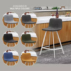 Tabouret de bar en cuir Elland de LeisureMod – Tabouret moderne de hauteur comptoir avec pieds en acier inoxydable blanc pour îlot de cuisine ou bar à domicile, lot de 2