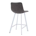 Tabouret de bar en cuir Elland de LeisureMod – Tabouret moderne de hauteur comptoir avec pieds en acier inoxydable blanc pour îlot de cuisine ou bar à domicile, lot de 2