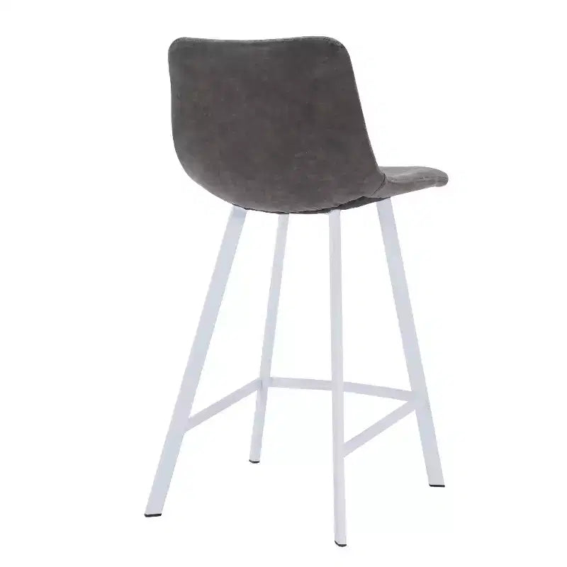 Tabouret de bar en cuir Elland de LeisureMod – Tabouret moderne de hauteur comptoir avec pieds en acier inoxydable blanc pour îlot de cuisine ou bar à domicile, lot de 2