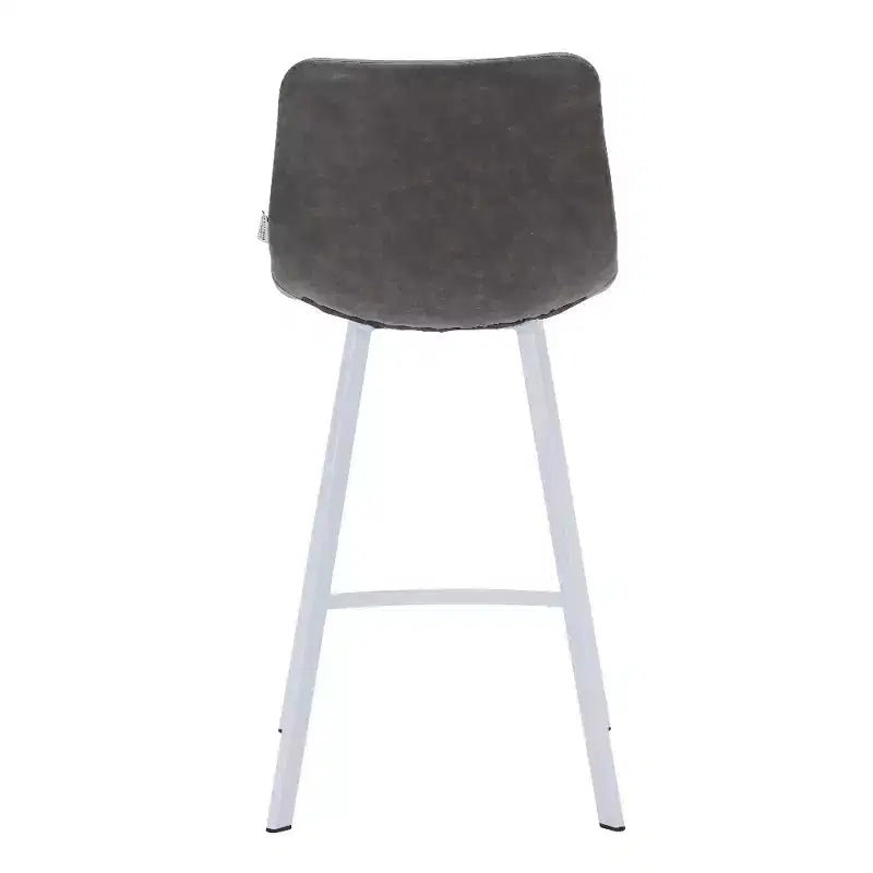 Tabouret de bar en cuir Elland de LeisureMod – Tabouret moderne de hauteur comptoir avec pieds en acier inoxydable blanc pour îlot de cuisine ou bar à domicile, lot de 2