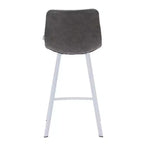 Tabouret de bar en cuir Elland de LeisureMod – Tabouret moderne de hauteur comptoir avec pieds en acier inoxydable blanc pour îlot de cuisine ou bar à domicile, lot de 2
