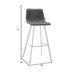 Tabouret de bar en cuir Elland de LeisureMod – Tabouret moderne de hauteur comptoir avec pieds en acier inoxydable blanc pour îlot de cuisine ou bar à domicile, lot de 2