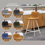 Tabouret de bar en cuir Elland de LeisureMod – Tabouret moderne de hauteur comptoir avec pieds en acier inoxydable blanc pour îlot de cuisine ou bar à domicile, lot de 2