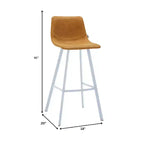 Tabouret de bar en cuir Elland de LeisureMod – Tabouret moderne de hauteur comptoir avec pieds en acier inoxydable blanc pour îlot de cuisine ou bar à domicile, lot de 2