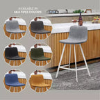Tabouret de bar en cuir Elland de LeisureMod – Tabouret moderne de hauteur comptoir avec pieds en acier inoxydable blanc pour îlot de cuisine ou bar à domicile, lot de 2