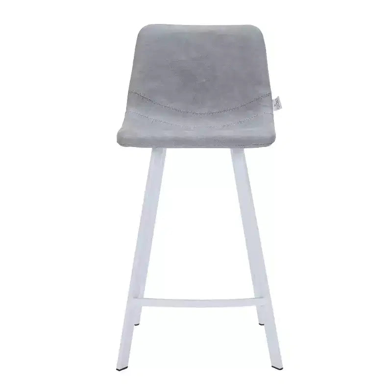 Tabouret de bar en cuir Elland de LeisureMod – Tabouret moderne de hauteur comptoir avec pieds en acier inoxydable blanc pour îlot de cuisine ou bar à domicile, lot de 2
