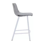 Tabouret de bar en cuir Elland de LeisureMod – Tabouret moderne de hauteur comptoir avec pieds en acier inoxydable blanc pour îlot de cuisine ou bar à domicile, lot de 2