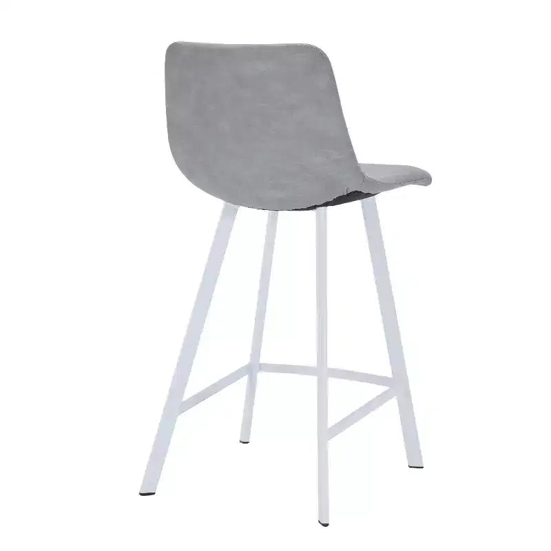 Tabouret de bar en cuir Elland de LeisureMod – Tabouret moderne de hauteur comptoir avec pieds en acier inoxydable blanc pour îlot de cuisine ou bar à domicile, lot de 2