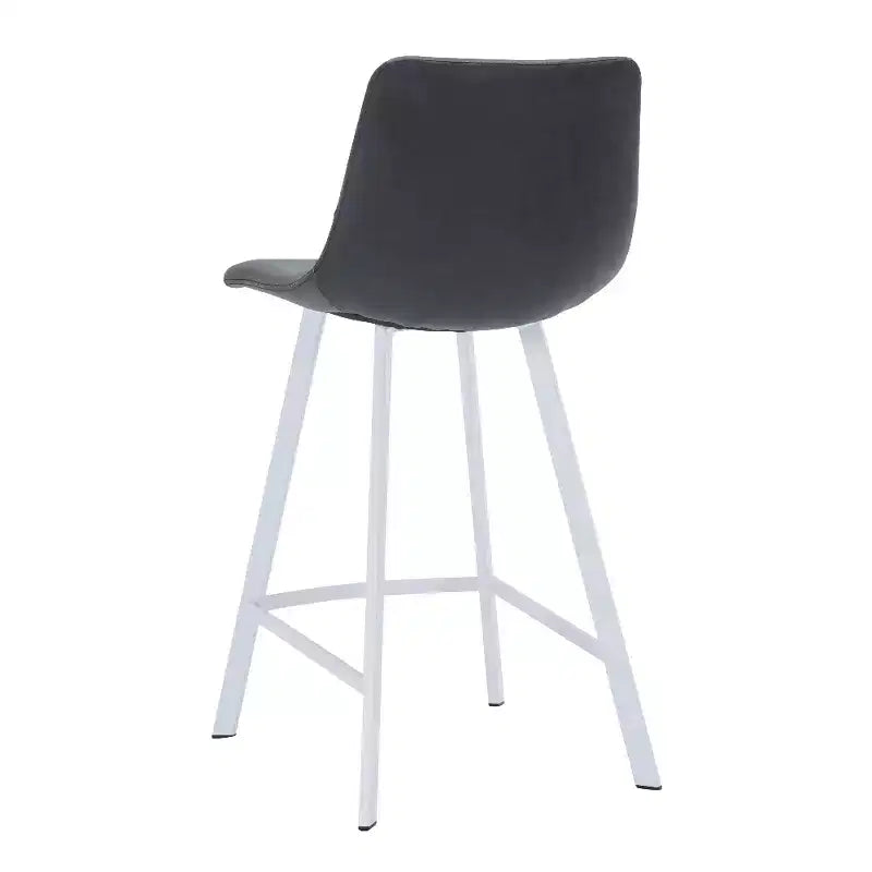 Tabouret de bar en cuir Elland de LeisureMod – Tabouret moderne de hauteur comptoir avec pieds en acier inoxydable blanc pour îlot de cuisine ou bar à domicile, lot de 2