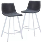 LeisureMod Elland Leather Bar Stool  Modern Counter Height Stool with White Stainless Steel Legs for Kitchen Island or Home Bar Set of 2