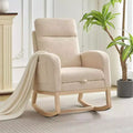 Rocking Chair Nursery Chair with Foot Rest, Recliner Armchair with High Backrest& Wood Legs and Side Pocket for Living Room, Bedroom,Grey