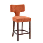 CLIHOME Lot de 2 tabourets de bar mi-siècle hauteur comptoir, chaises d'appoint de cuisine rembourrées en tissu lin de style campagnard avec dossier incurvé