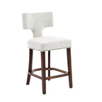 CLIHOME Lot de 2 tabourets de bar mi-siècle hauteur comptoir, chaises d'appoint de cuisine rembourrées en tissu lin de style campagnard avec dossier incurvé