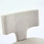 CLIHOME Lot de 2 tabourets de bar mi-siècle hauteur comptoir, chaises d'appoint de cuisine rembourrées en tissu lin de style campagnard avec dossier incurvé