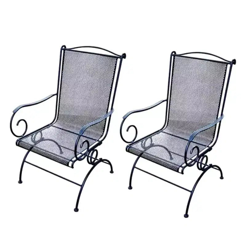 Four Seasons Courtyard Uptown Modern Outdoor Patio Courtyard Steel Mesh Swivel Lounge Rockers Backyard Seating Furniture Arm Chair Set, 2 Pack, Black
