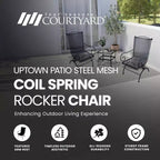 Fauteuils pivotants inclinables de jardin modernes d'extérieur en maille d'acier de la marque Four Seasons Courtyard Uptown, lot de 2, couleur noire