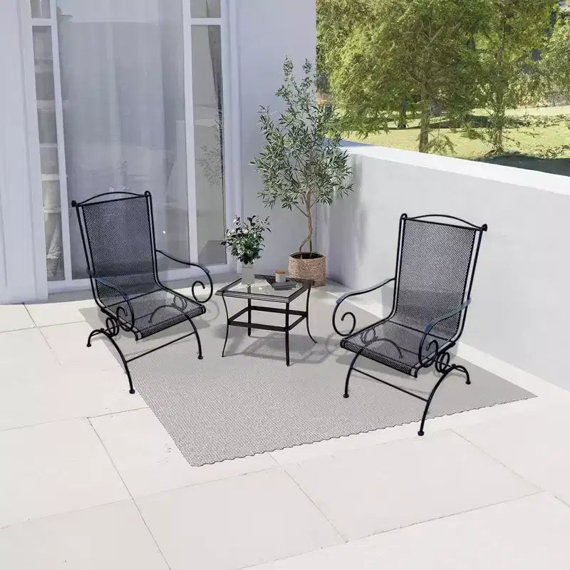 Fauteuils pivotants inclinables de jardin modernes d'extérieur en maille d'acier de la marque Four Seasons Courtyard Uptown, lot de 2, couleur noire