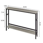 Console étroite, table d'entrée fine de 15 cm, consoles à 2 niveaux pour l'entrée, table de canapé industrielle mince avec étagère réglable, table derrière le canapé