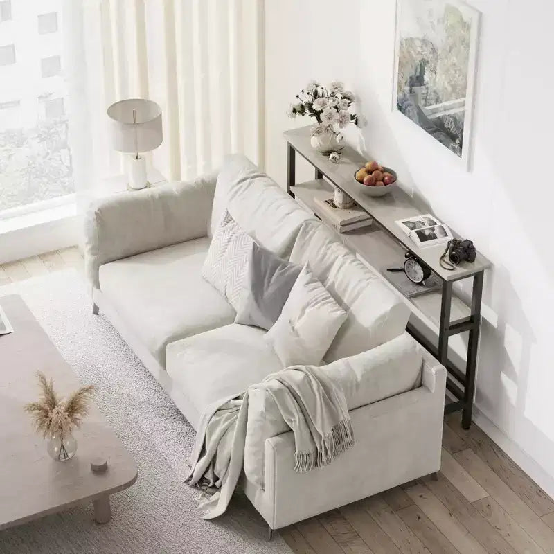 Console étroite, table d'entrée fine de 15 cm, consoles à 2 niveaux pour l'entrée, table de canapé industrielle mince avec étagère réglable, table derrière le canapé