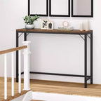 Console étroite, table d'entrée fine de 15 cm, consoles à 2 niveaux pour l'entrée, table de canapé industrielle mince avec étagère réglable, table derrière le canapé