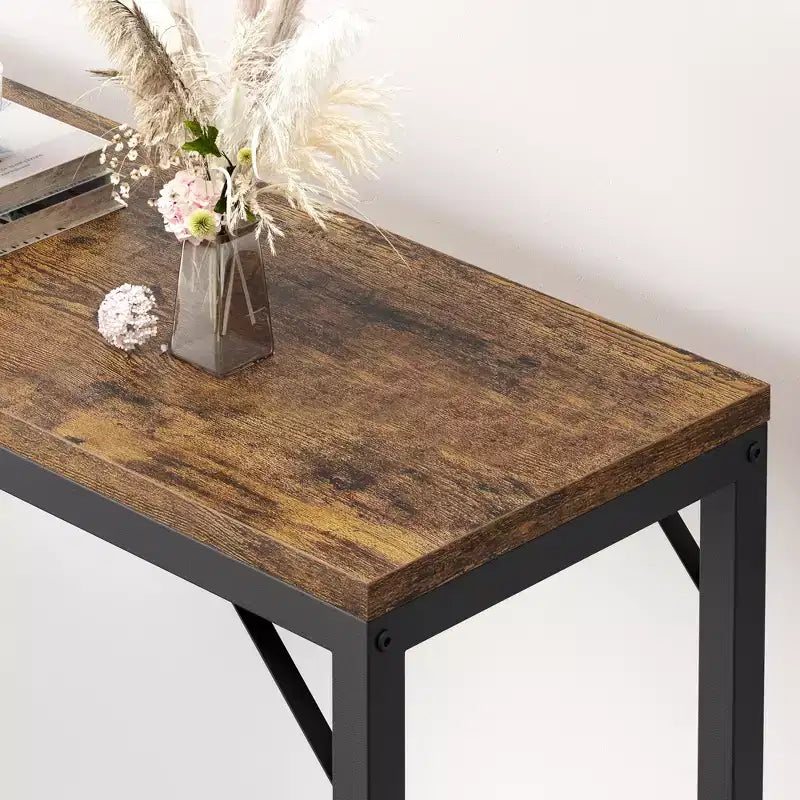 Console étroite, table d'entrée fine de 15 cm, consoles à 2 niveaux pour l'entrée, table de canapé industrielle mince avec étagère réglable, table derrière le canapé