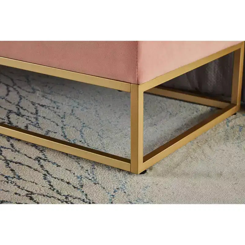 Banc de lit en velours TUYOHW avec base en métal et rangement, pour salon, rose