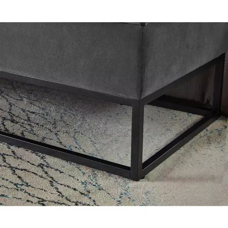 Banc de lit en velours TUYOHW avec base en métal et rangement, pour salon, gris