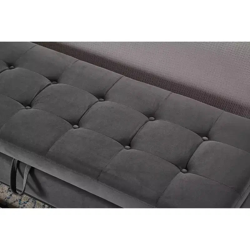Banc de lit en velours TUYOHW avec base en métal et rangement, pour salon, gris
