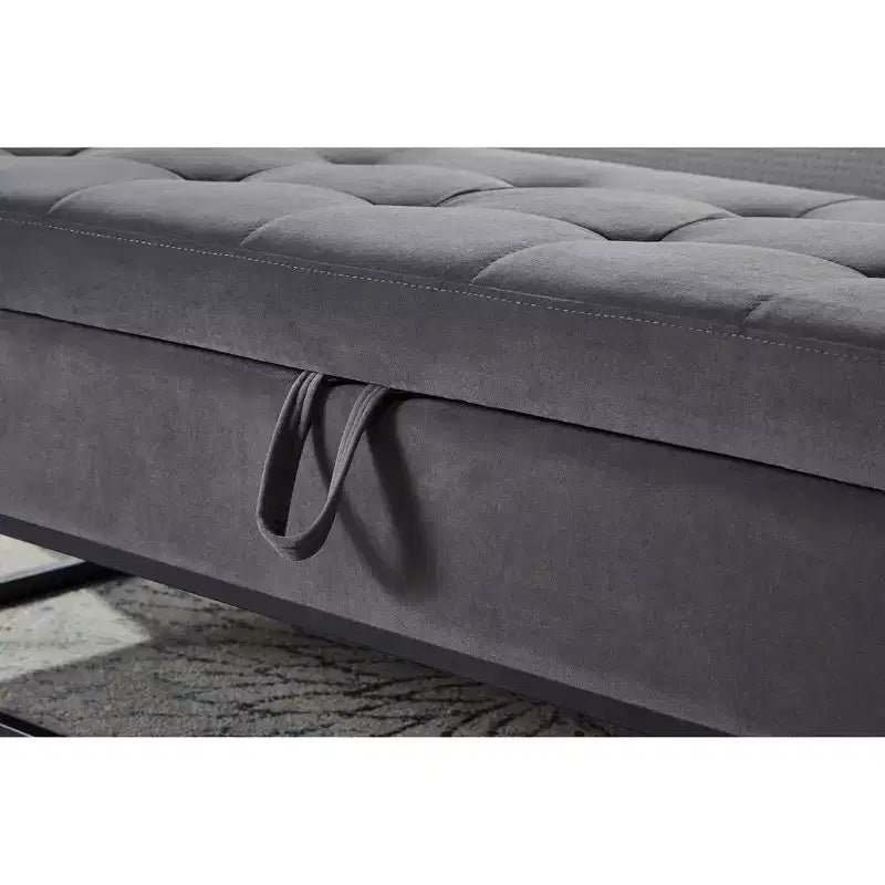 Banc de lit en velours TUYOHW avec base en métal et rangement, pour salon, gris