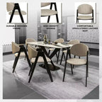 LeisureMod Savor Chaise de salle à manger moderne Chaises d'appoint rembourrées avec dossier incurvé et cadre en fer Chaises de cuisine et de salle à manger du milieu du siècle Lot de 2