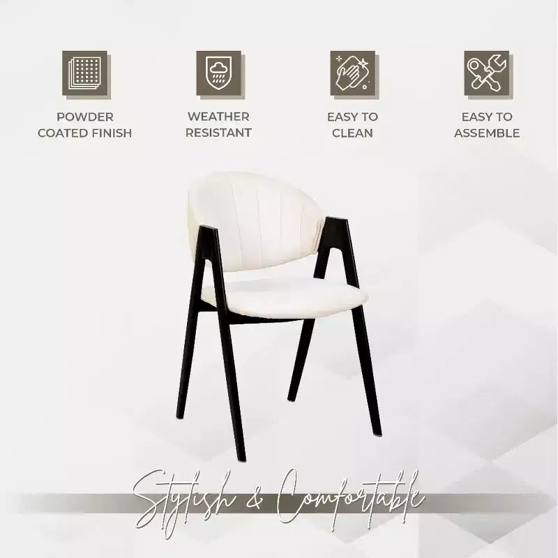 LeisureMod Savor Chaise de salle à manger moderne Chaises d'appoint rembourrées avec dossier incurvé et cadre en fer Chaises de cuisine et de salle à manger du milieu du siècle Lot de 2