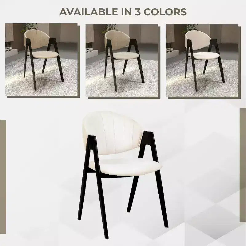 LeisureMod Savor Chaise de salle à manger moderne Chaises d'appoint rembourrées avec dossier incurvé et cadre en fer Chaises de cuisine et de salle à manger du milieu du siècle Lot de 2