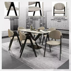 LeisureMod Savor Chaise de salle à manger moderne Chaises d'appoint rembourrées avec dossier incurvé et cadre en fer Chaises de cuisine et de salle à manger du milieu du siècle Lot de 2
