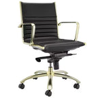 Chaise de bureau pivotante réglable HomeRoots en acier noir et doré et en similicuir