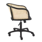 Chaise de Bureau Ergonomique à Roulettes Pivotante en Bois Massif, Acier et Rotin Naturel, coloris Beige et Noir, de HomeRoots