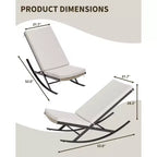 TROPOW Ensemble de 2 fauteuils à bascule de jardin, Chaises longues inclinables en osier d'extérieur, Chaises longues en rotin, Chaises longues en osier pour patio ou bord de piscine avec coussin
