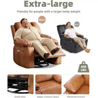Fauteuil inclinable pivotant en similicuir pour adultes avec télécommande, porte-gobelets, fauteuil de salon, de chambre à coucher, de chambre d'enfant