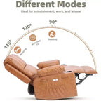 Fauteuil inclinable pivotant en similicuir pour adultes avec télécommande, porte-gobelets, fauteuil de salon, de chambre à coucher, de chambre d'enfant
