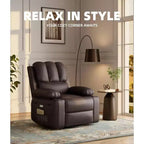 Fauteuil inclinable pivotant en similicuir pour adultes avec télécommande, porte-gobelets, fauteuil de salon, de chambre à coucher, de chambre d'enfant