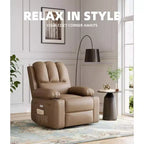 Fauteuil inclinable pivotant en similicuir pour adultes avec télécommande, porte-gobelets, fauteuil de salon, de chambre à coucher, de chambre d'enfant