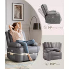 Fauteuil inclinable pivotant en similicuir pour adultes avec télécommande, porte-gobelets, fauteuil de salon, de chambre à coucher, de chambre d'enfant