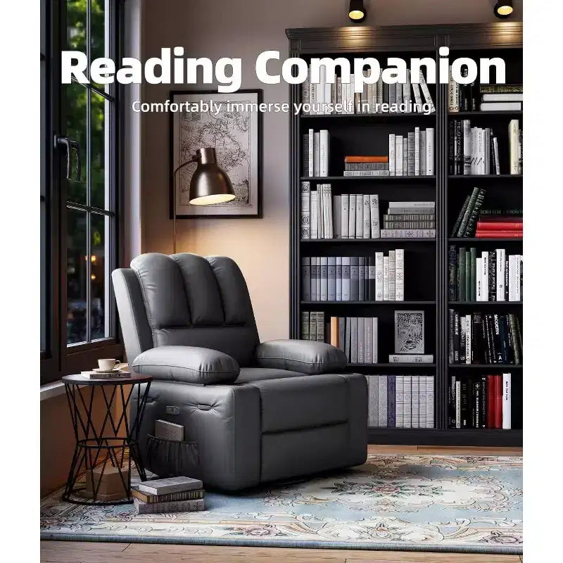 Fauteuil inclinable pivotant en similicuir pour adultes avec télécommande, porte-gobelets, fauteuil de salon, de chambre à coucher, de chambre d'enfant
